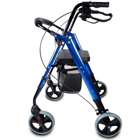 Mobiclinic Andador para ancianos Plegable Frenos manuales y bloqueables  Aluminio Con cesta Con asiento y 4 ruedas