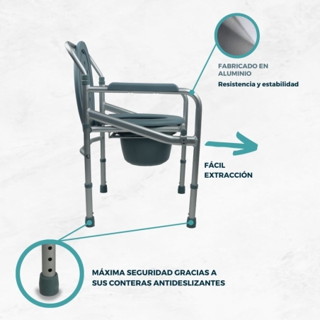 Silla con WC Arroyo mayores y discapacitados con Reposabrazos Acero Ayuda  de Baño Altura Regulable Tapa